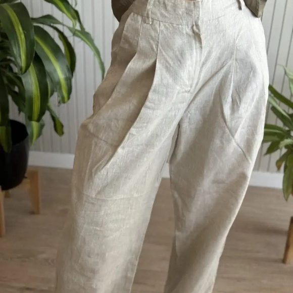 Free People Cream Textured Pants - Picture 1 of 13